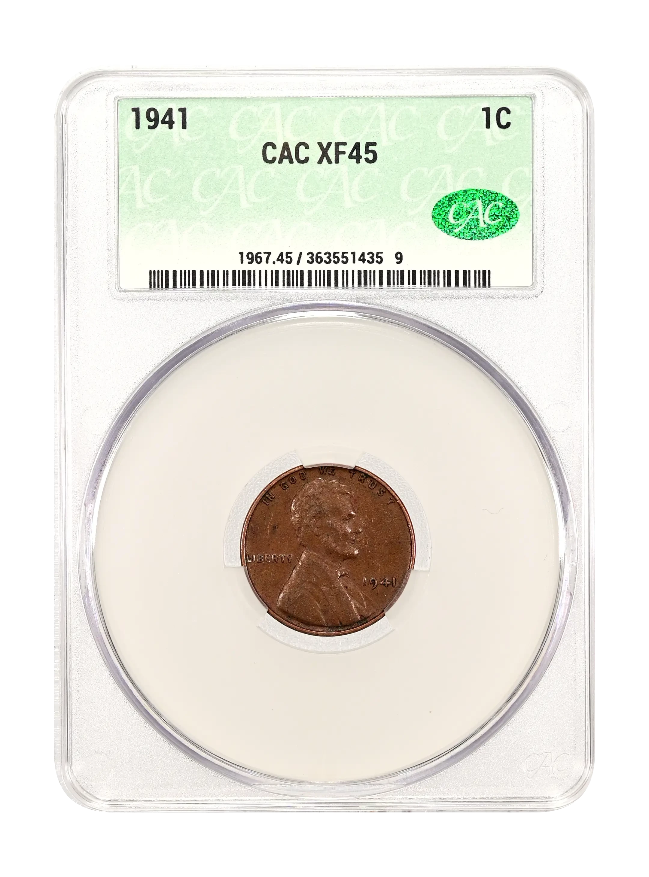 1941 Lincoln Cent Wheat Reverse Values & Prices | Greysheet