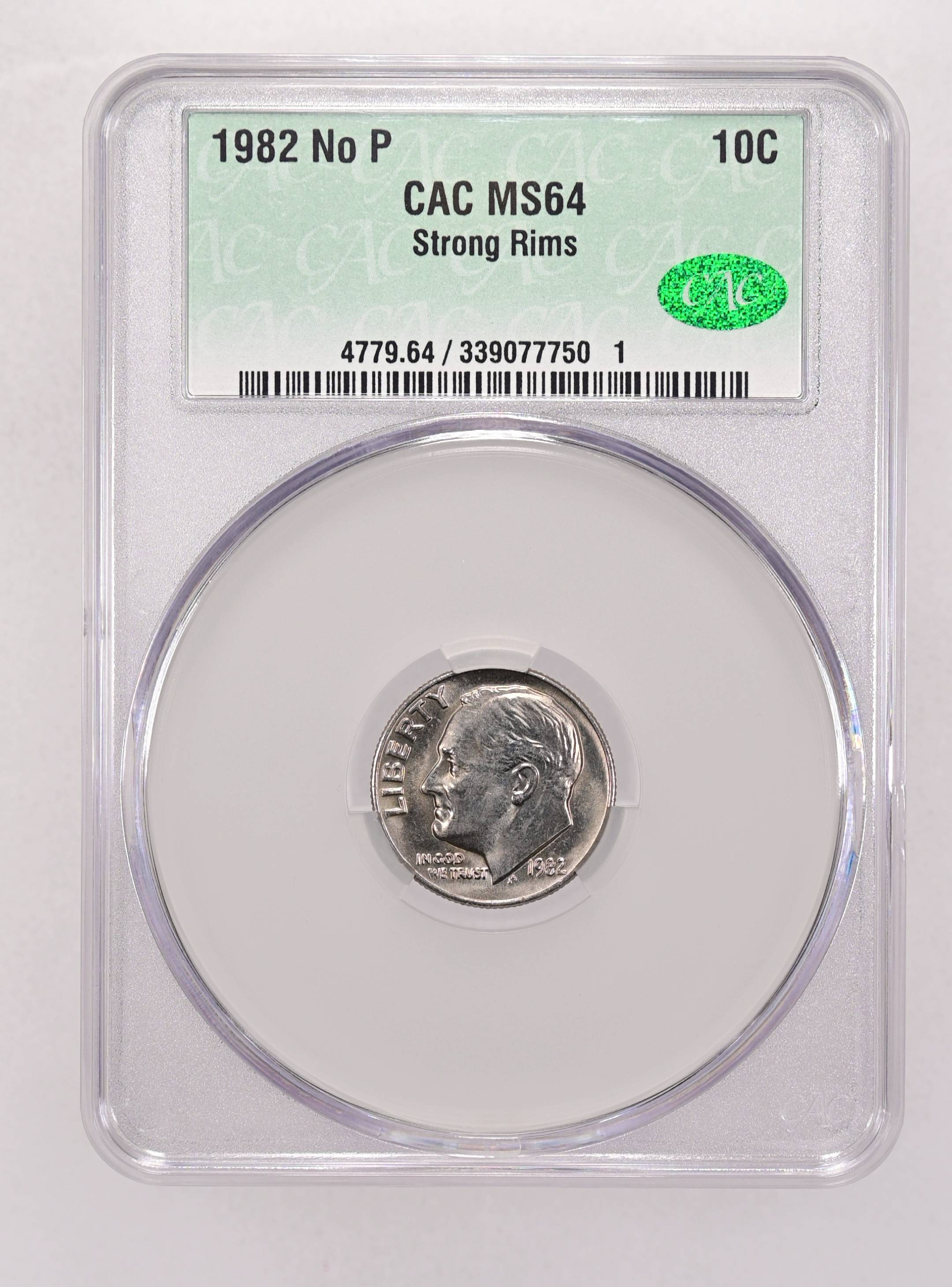 1982 No P 10c Strong Rims MS