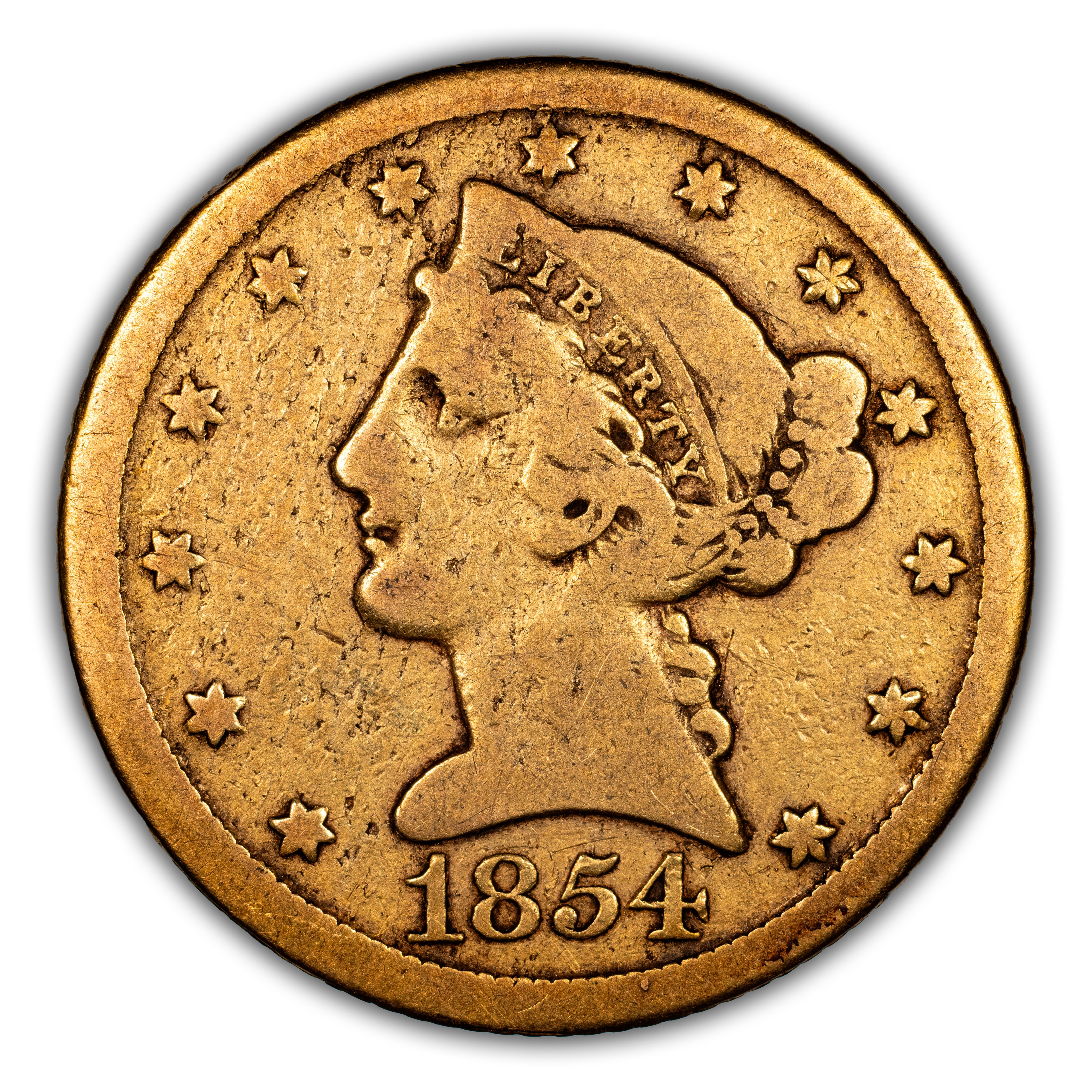 1854-D $5 Medium D MS