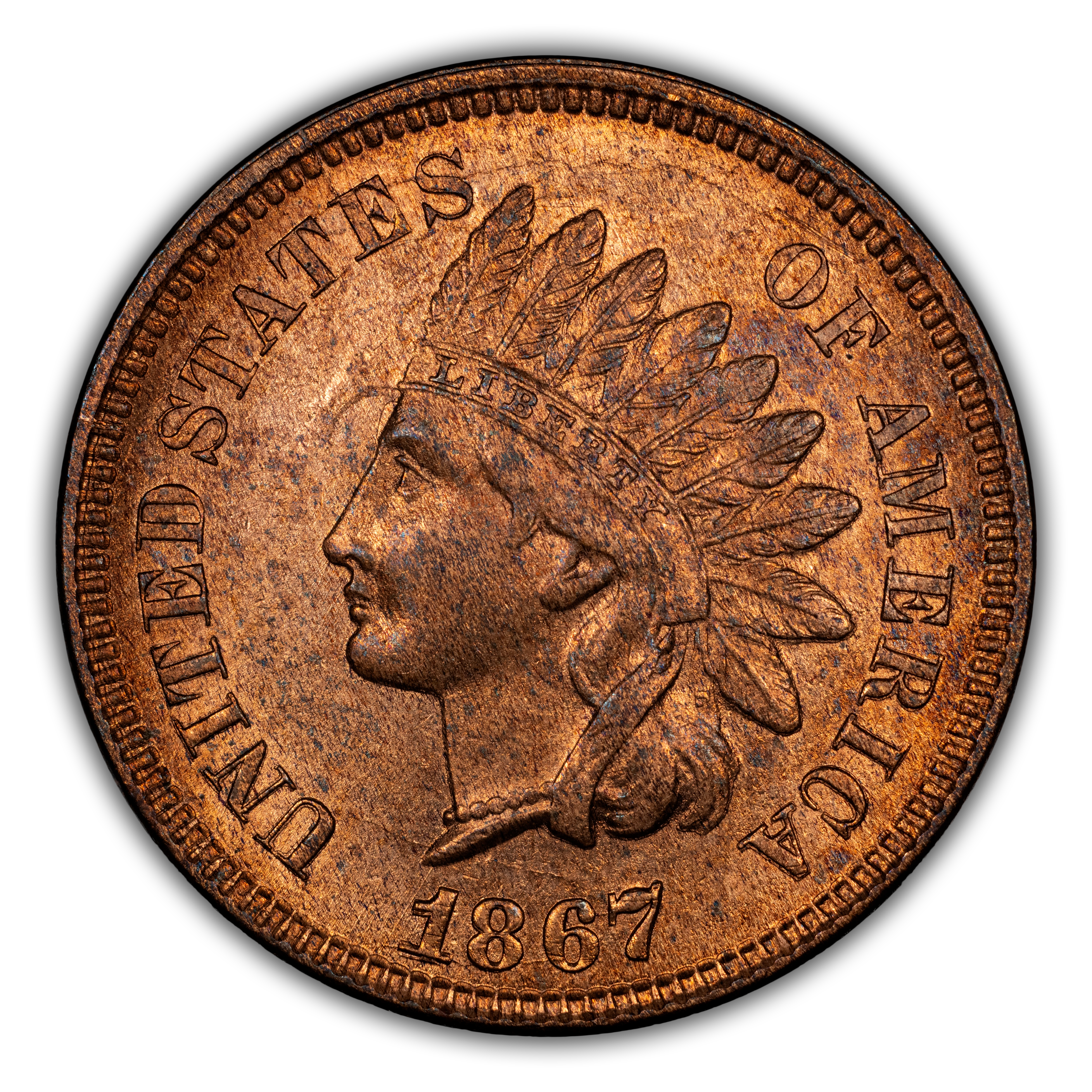 1867 1c Repunched Date, FS-302, S-4 MS RD