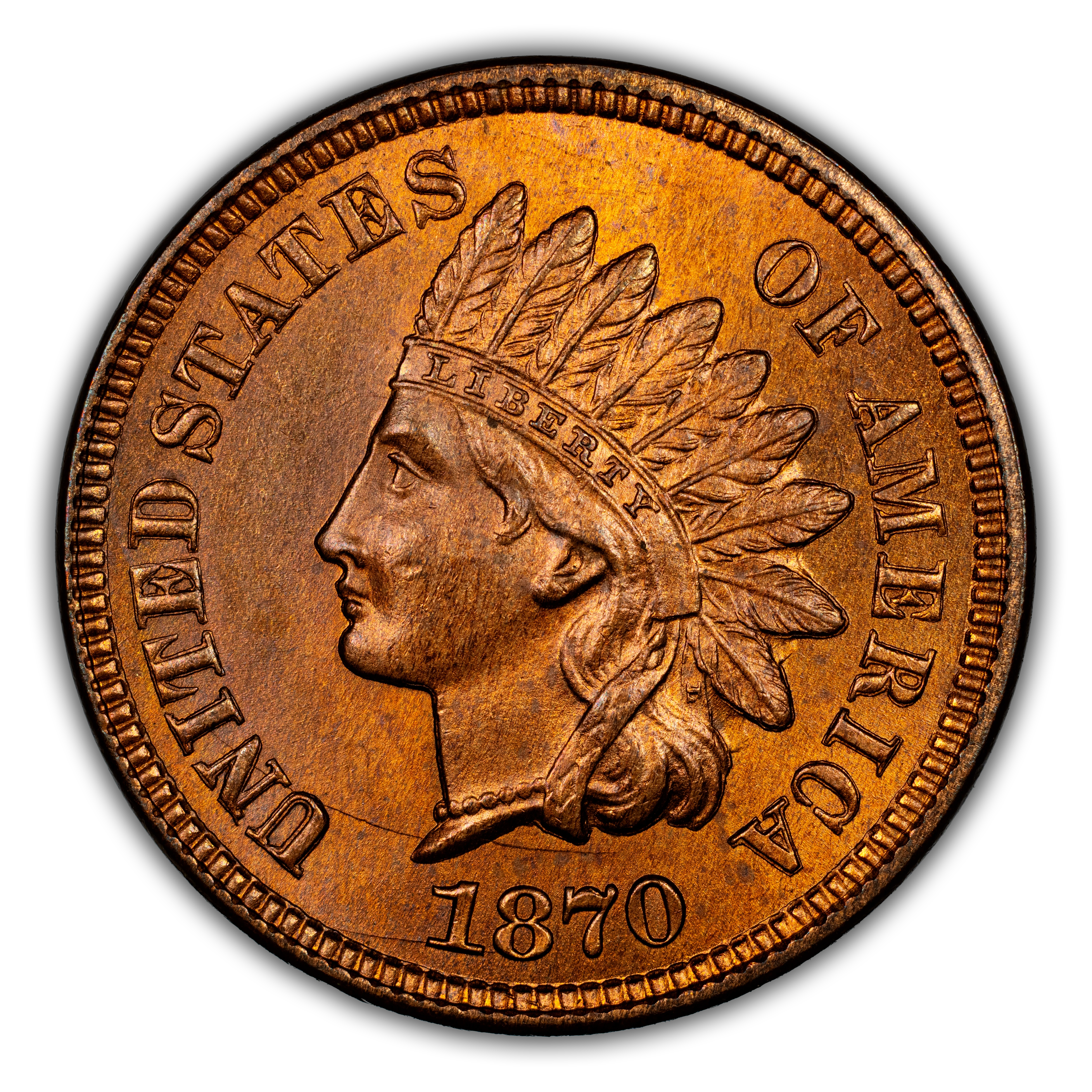 1870 1c Double Die Reverse, S-25 MS RB