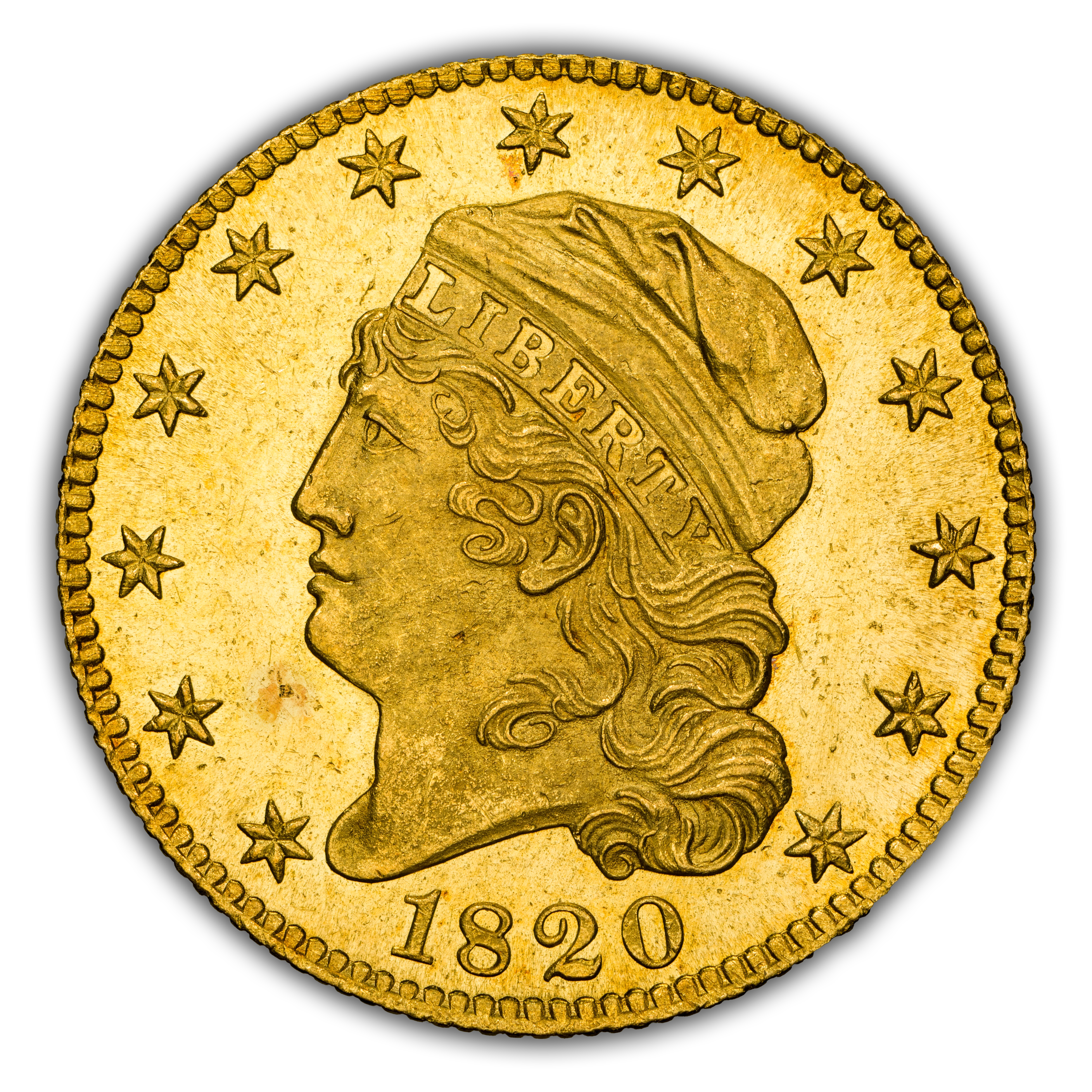 1820 $5 Curl Base 2, Large Letters MS PL