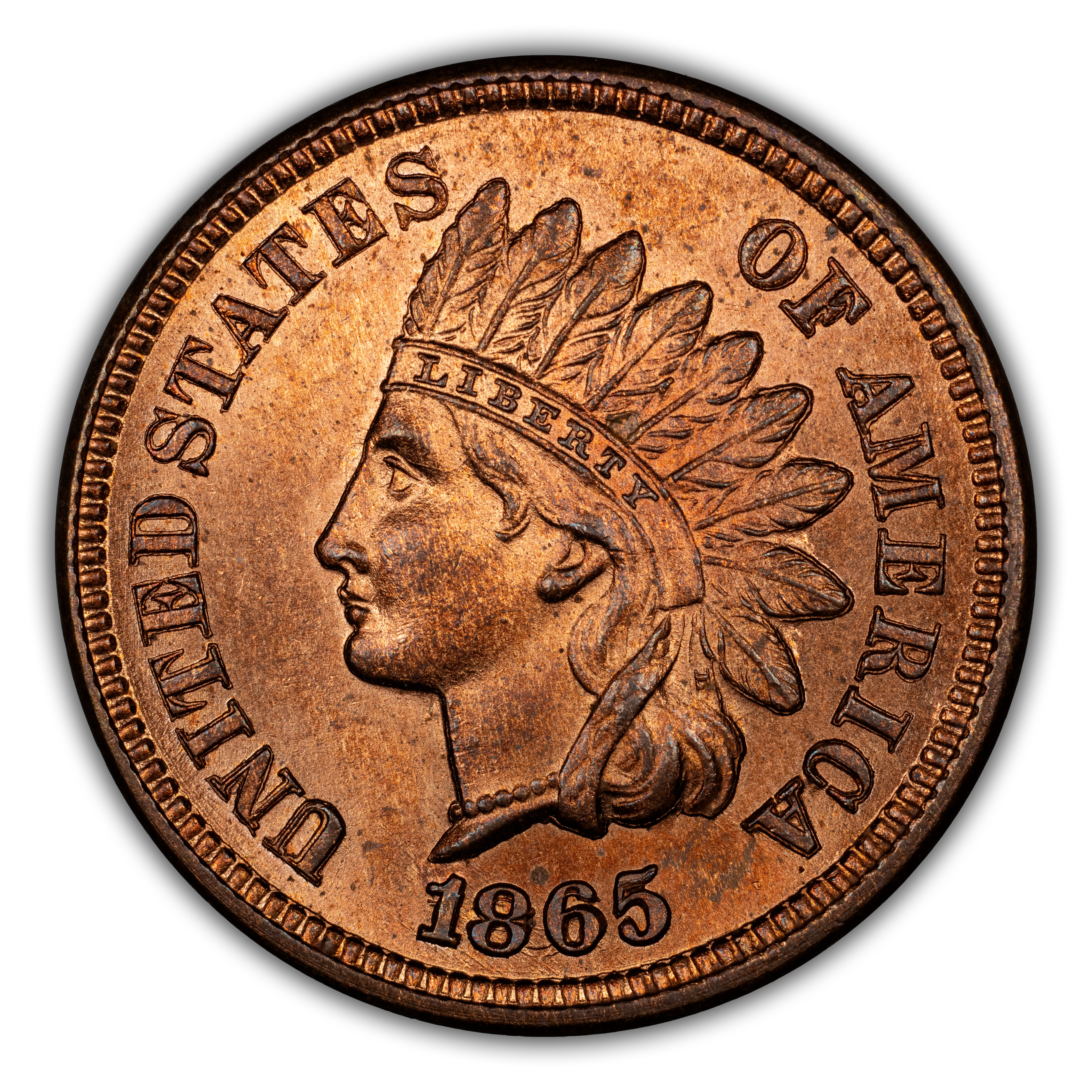 1865 1c Plain 5, Repunched Date, FS-303, S-3 MS RD