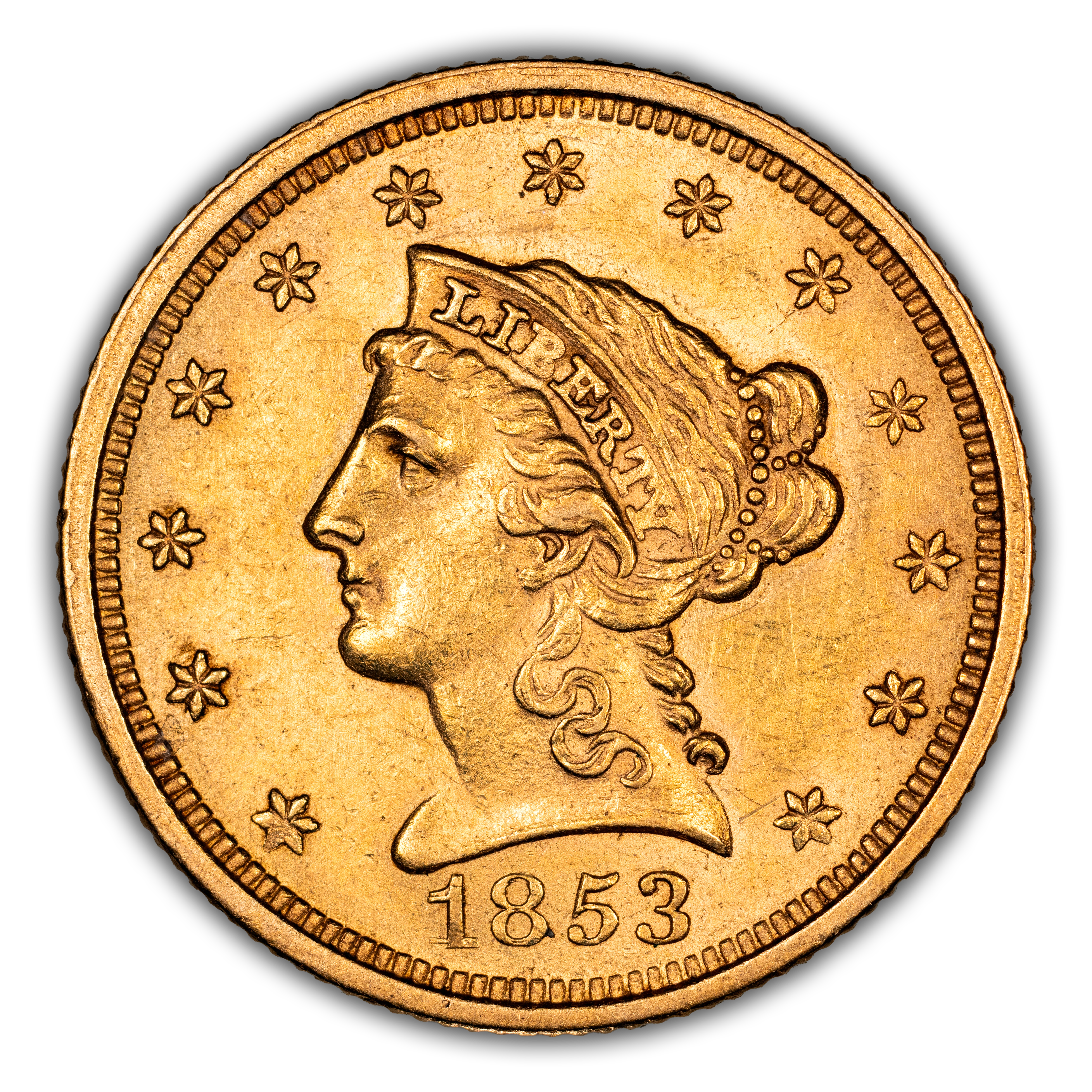 1853 $2 1/2 Repunched Date, FS-301 MS