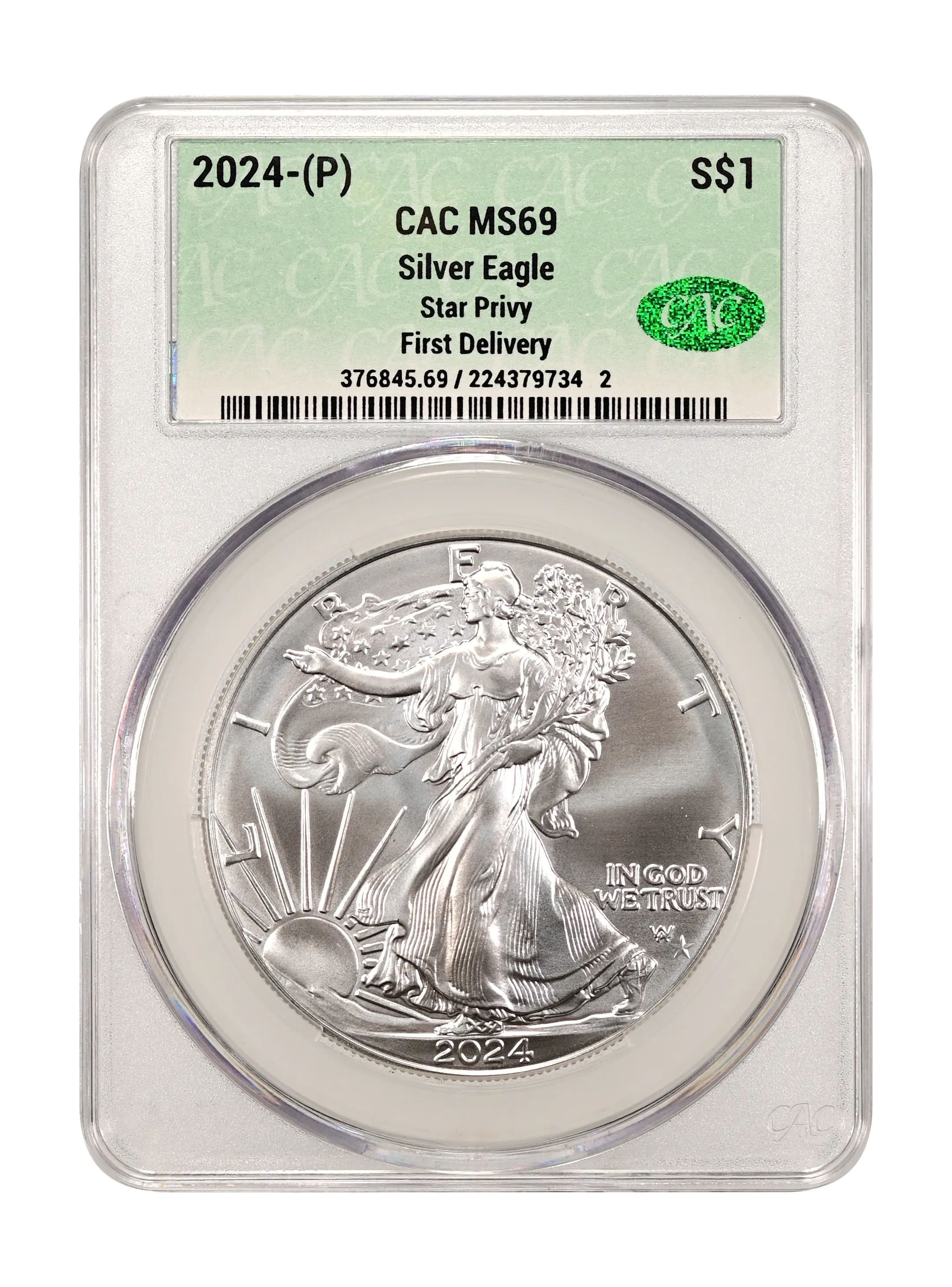 2024年　イーグル銀貨 FIRST STRIKE STAR privy 2024 P Mint 1 oz Silver Eagle - NGC First Star Unc.