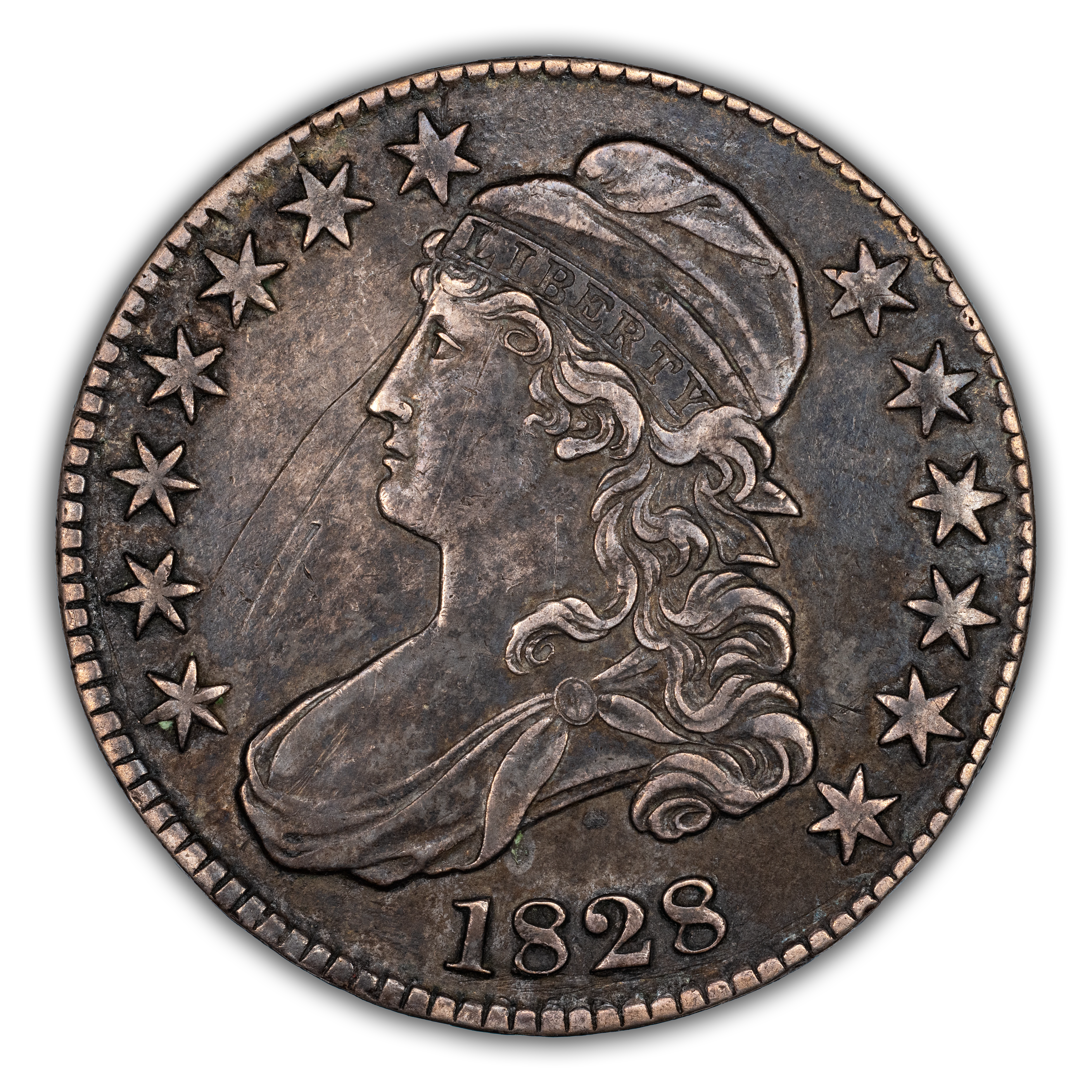 1828 50c Square Base 2, Small 8s, Large Letters, O-123 MS