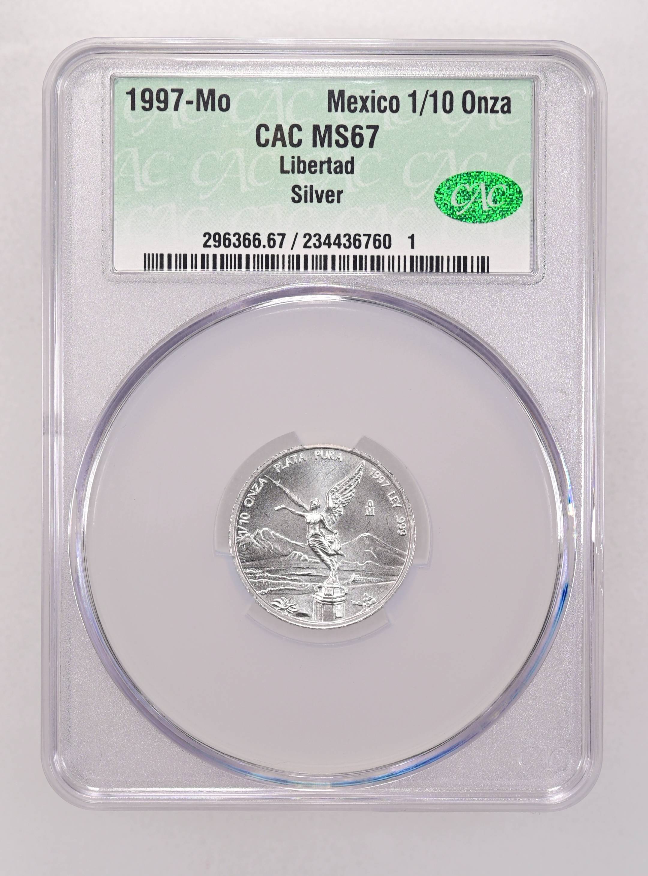 Mexico 1995 Silver 1/10 Onza Libertad Coin Values & Prices