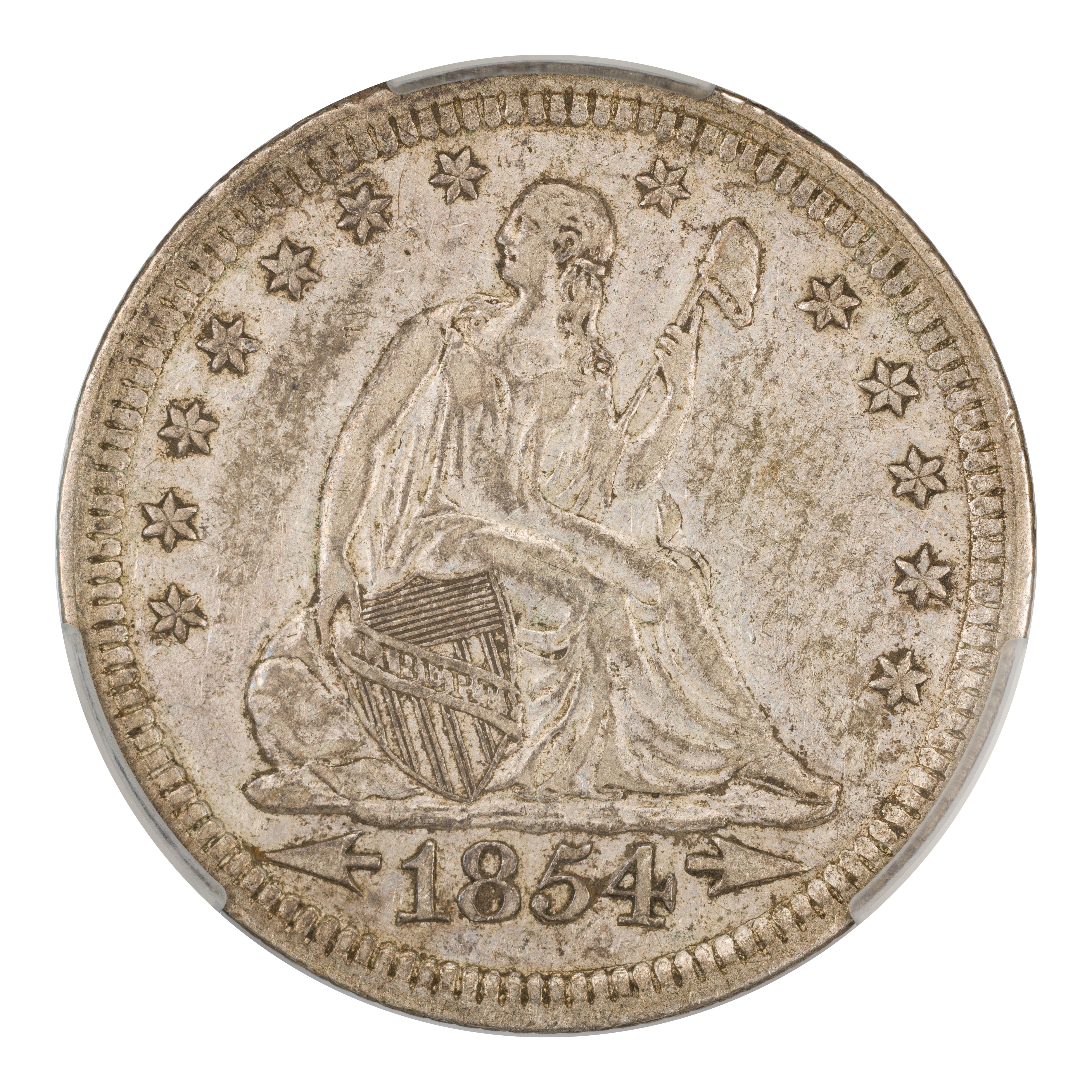 1853 シーテッド リバティ クォーター 1854 Seated Liberty Quarter 25c Love Token Better Grade VF