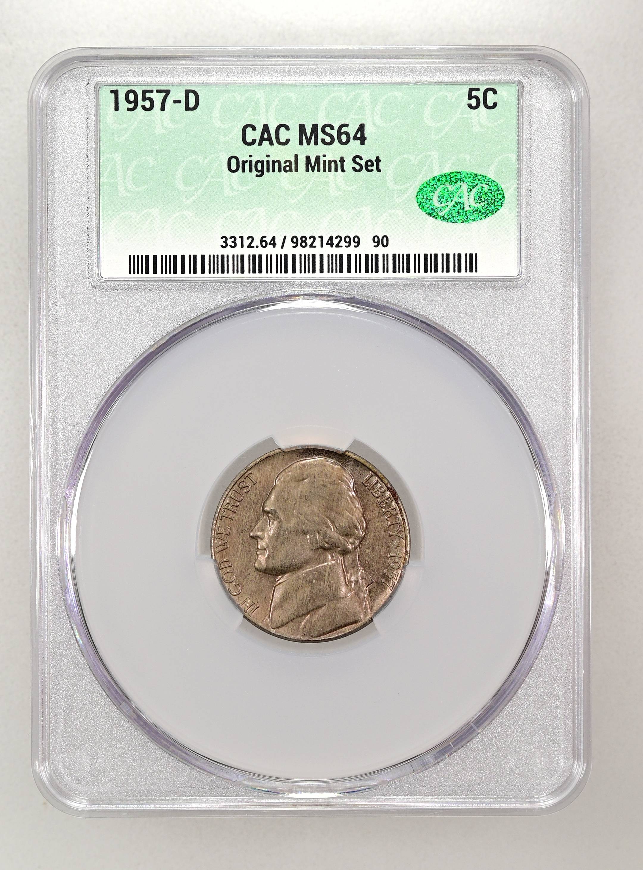 1957 D Jefferson Nickel Mint State (MS) Pricing Guide | The Greysheet