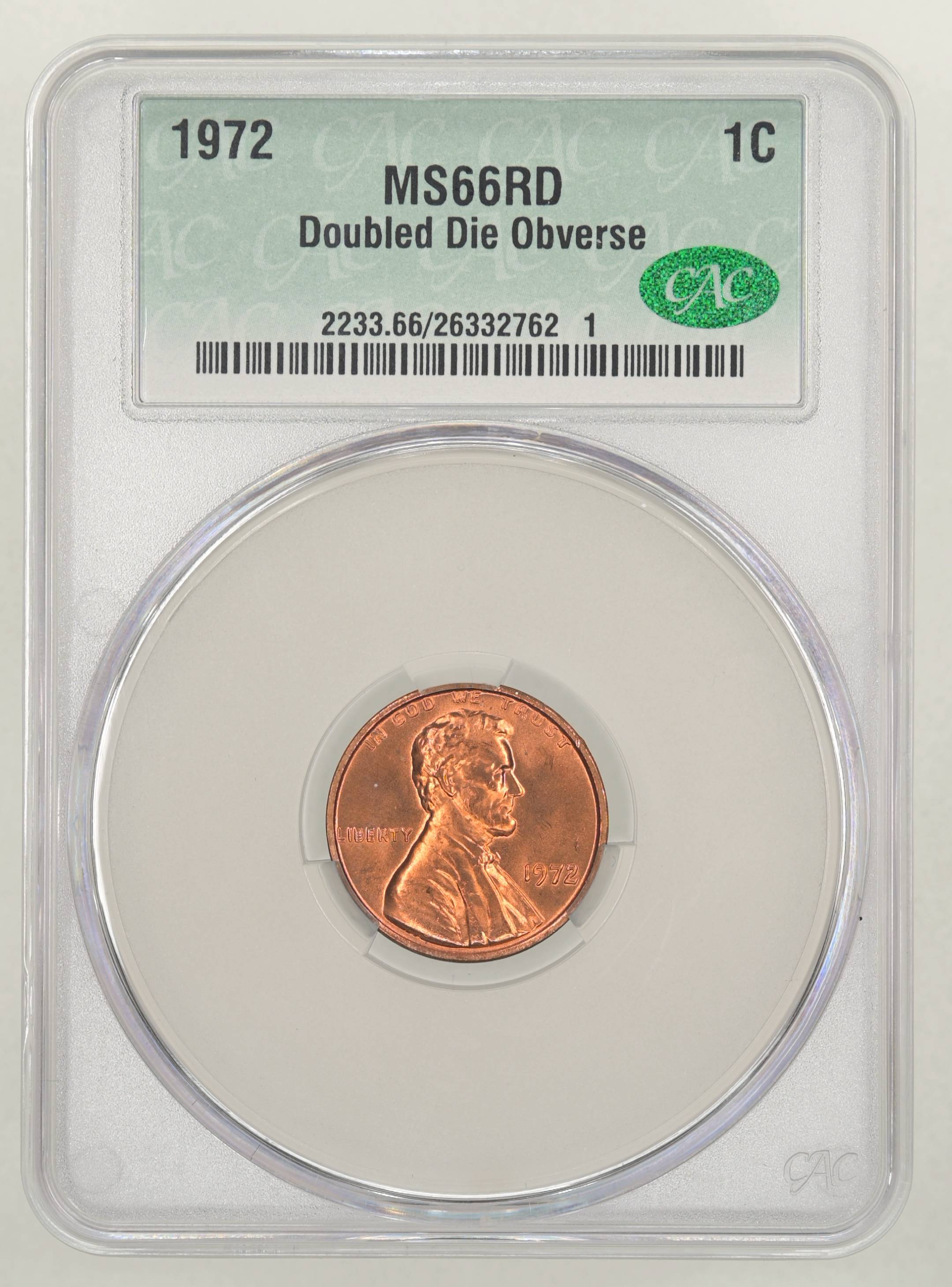 1972 1c Doubled Die Obverse MS RD