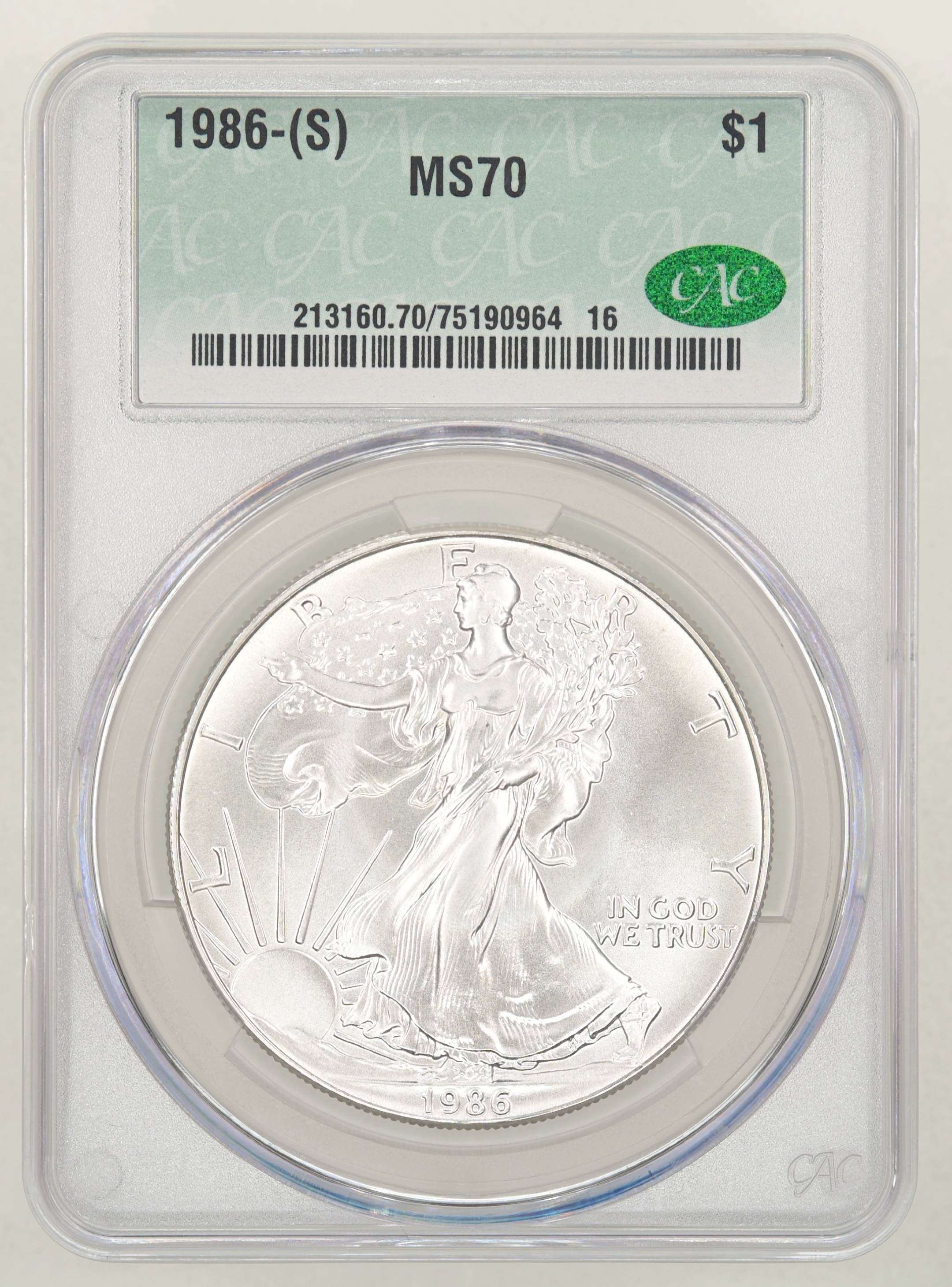 1986-(S) $1 Silver Eagle, Struck at San Francisco Mint MS