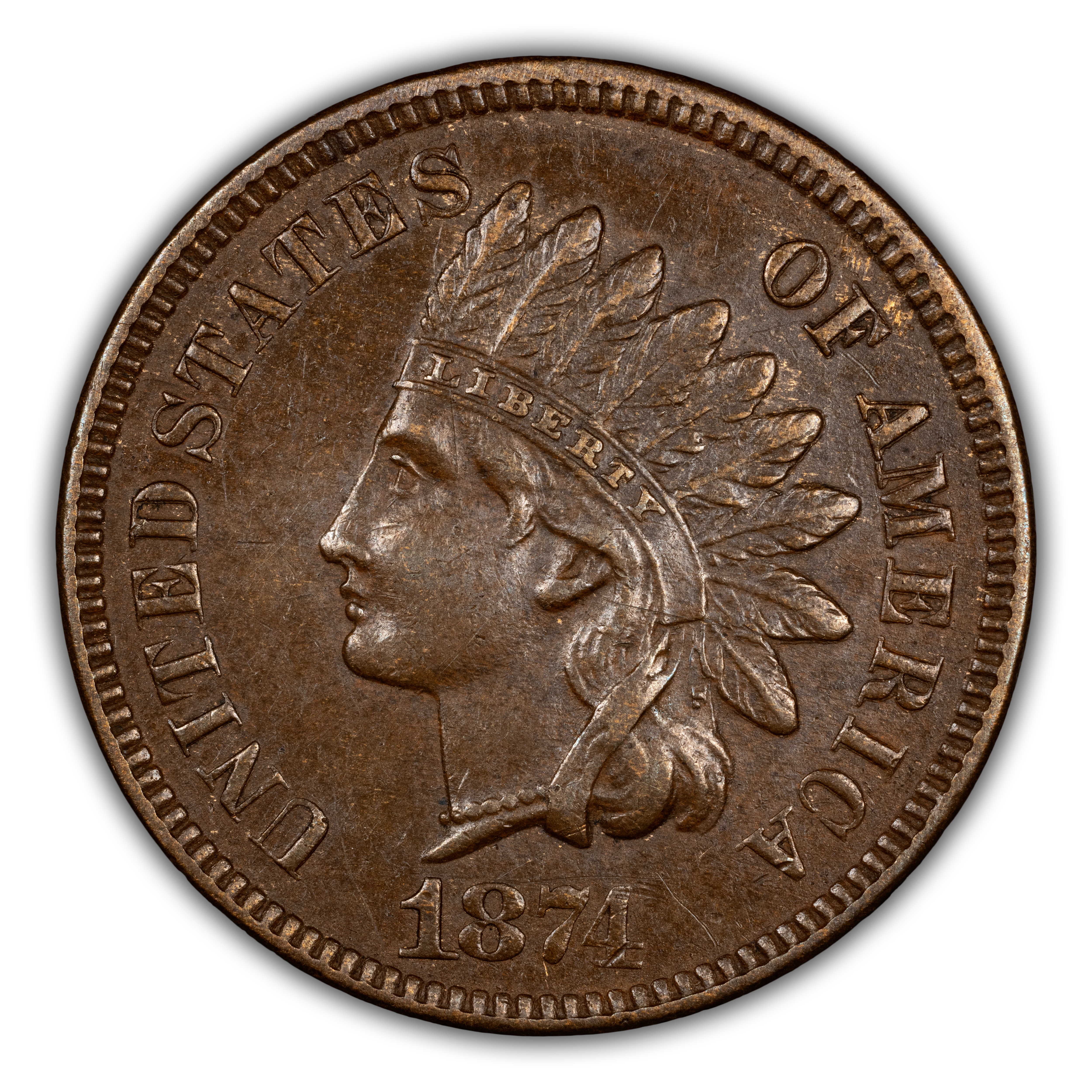 1874 1c Doubled Die Obverse, FS-101, S-1 MS BN