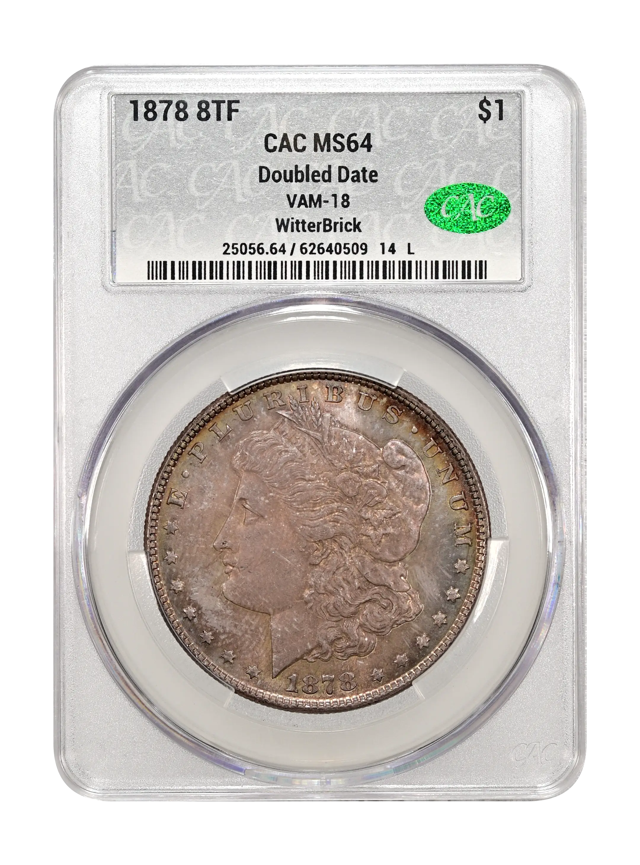 1878 8TF $1 Doubled Date, VAM-18 MS