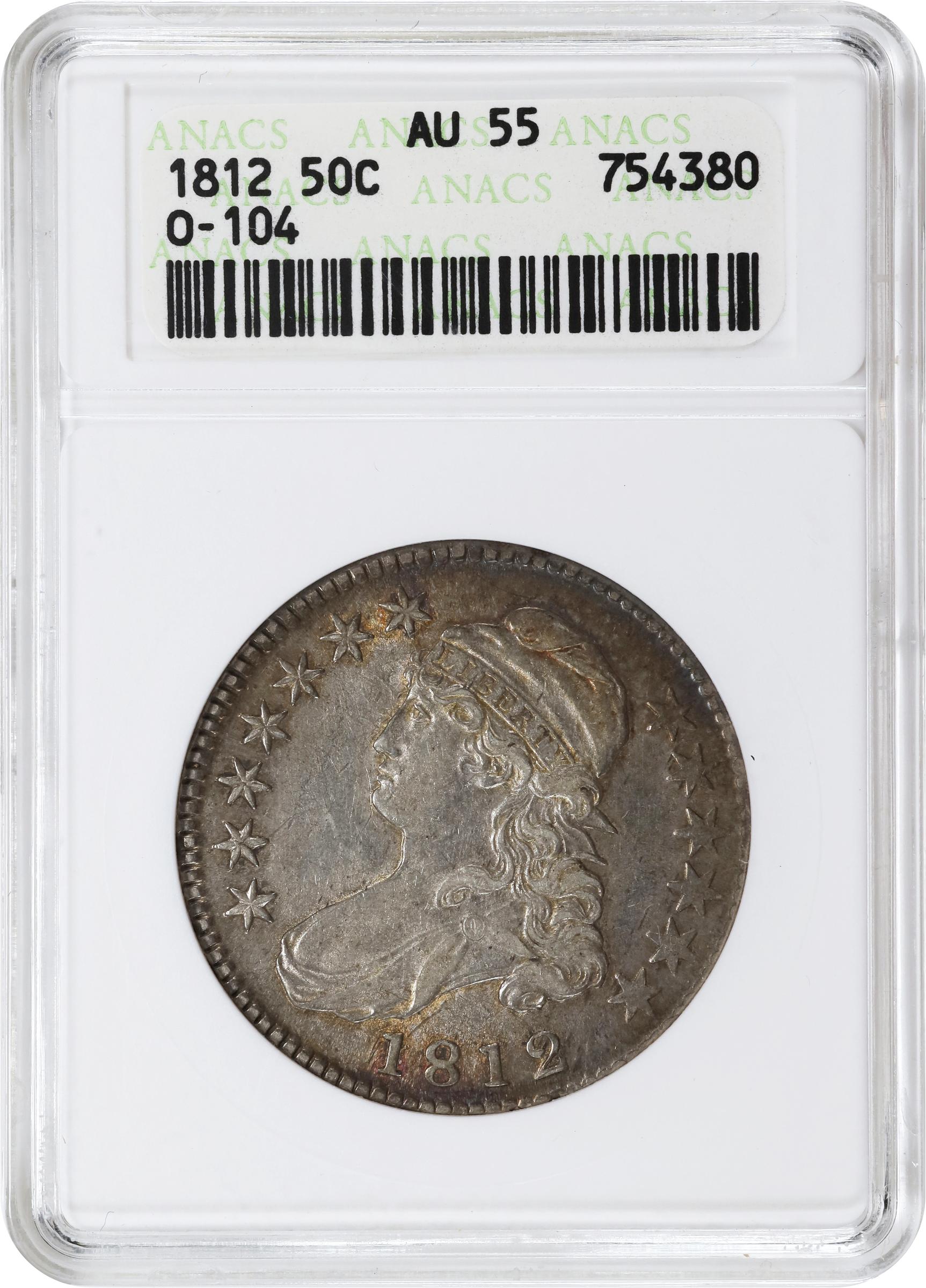 image for: 1812 Capped Bust Half Dollar. O-104. Rarity-1. AU-55 (ANACS). OH.