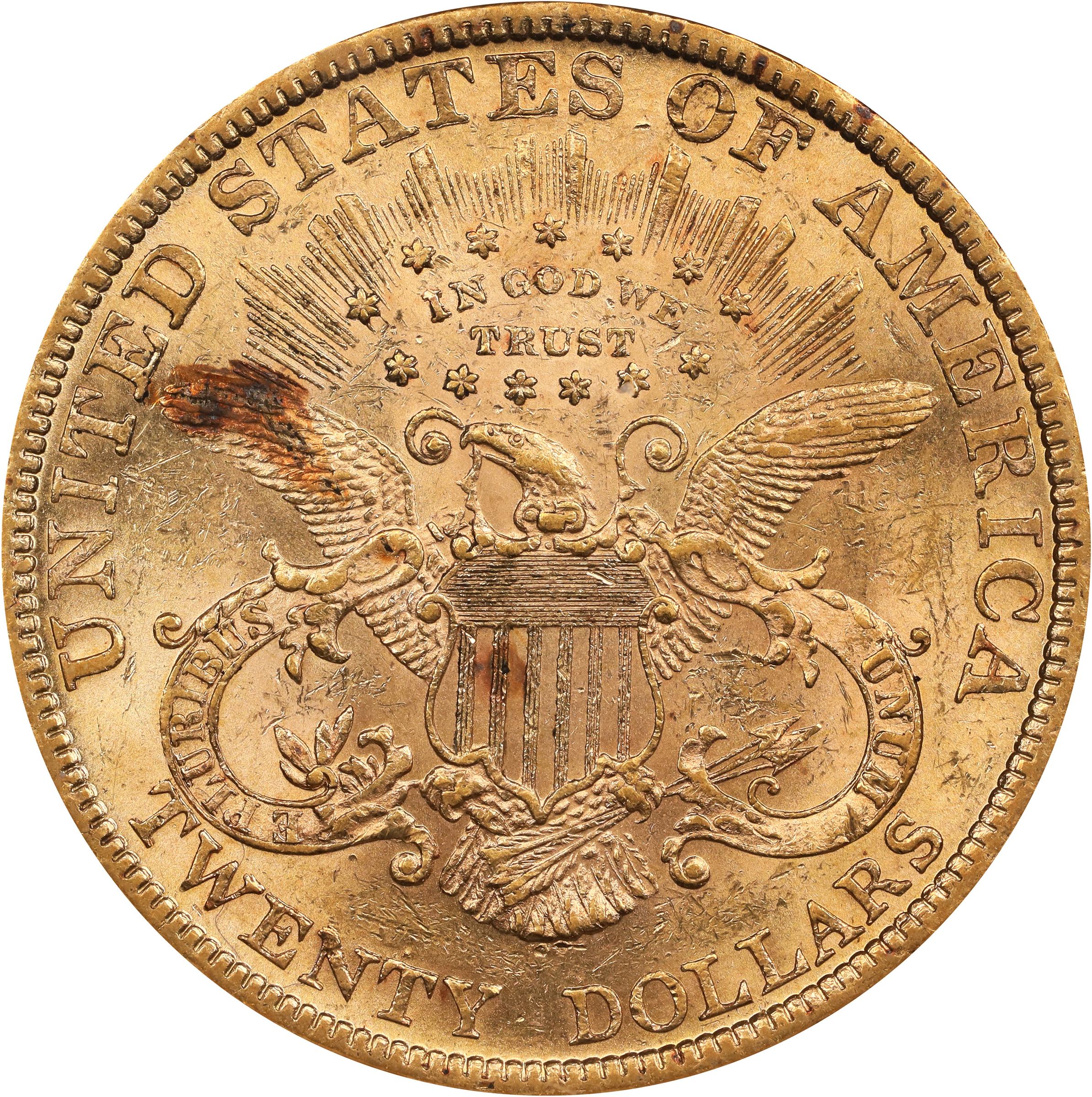 image for: 1879 Liberty Head Double Eagle. Doubled Die Reverse. AU-55 (ANACS). OH.