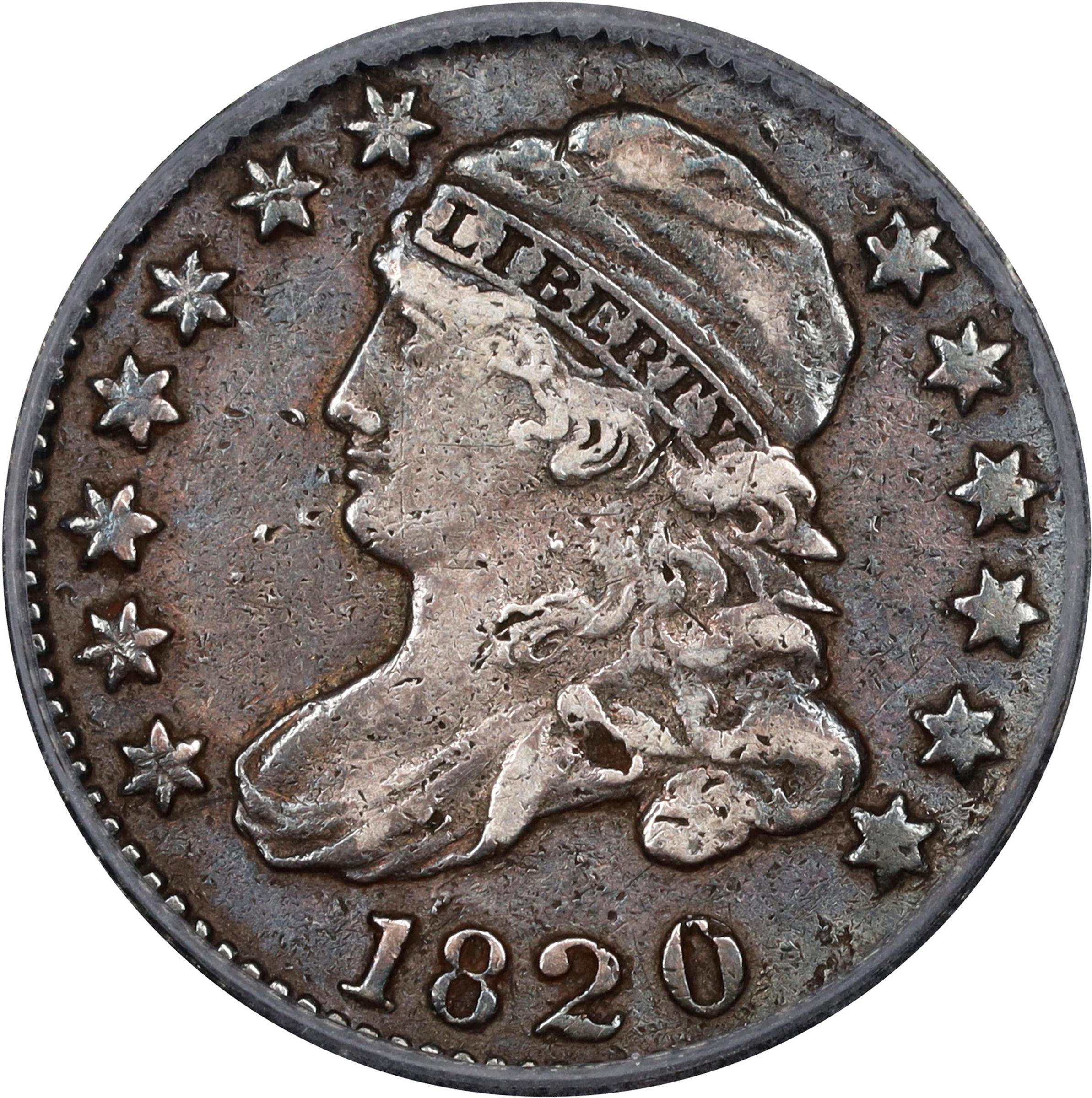 image for: 1820 Capped Bust Dime. JR-2. Rarity-3. Small 0. VF-20 Details--Damaged (ICG).