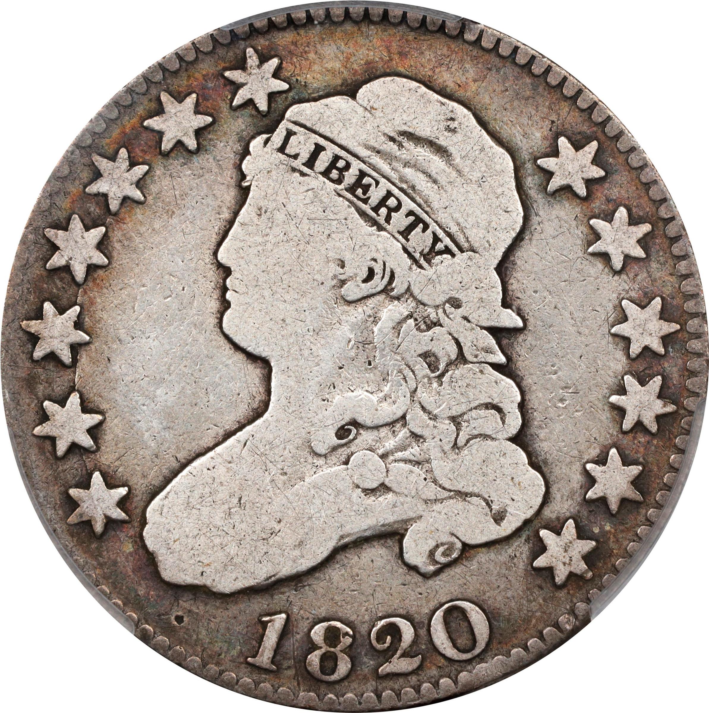 image for: 1820 Capped Bust Quarter. B-3. Rarity-3. Medium 0. VG Details--Cleaned (PCGS).