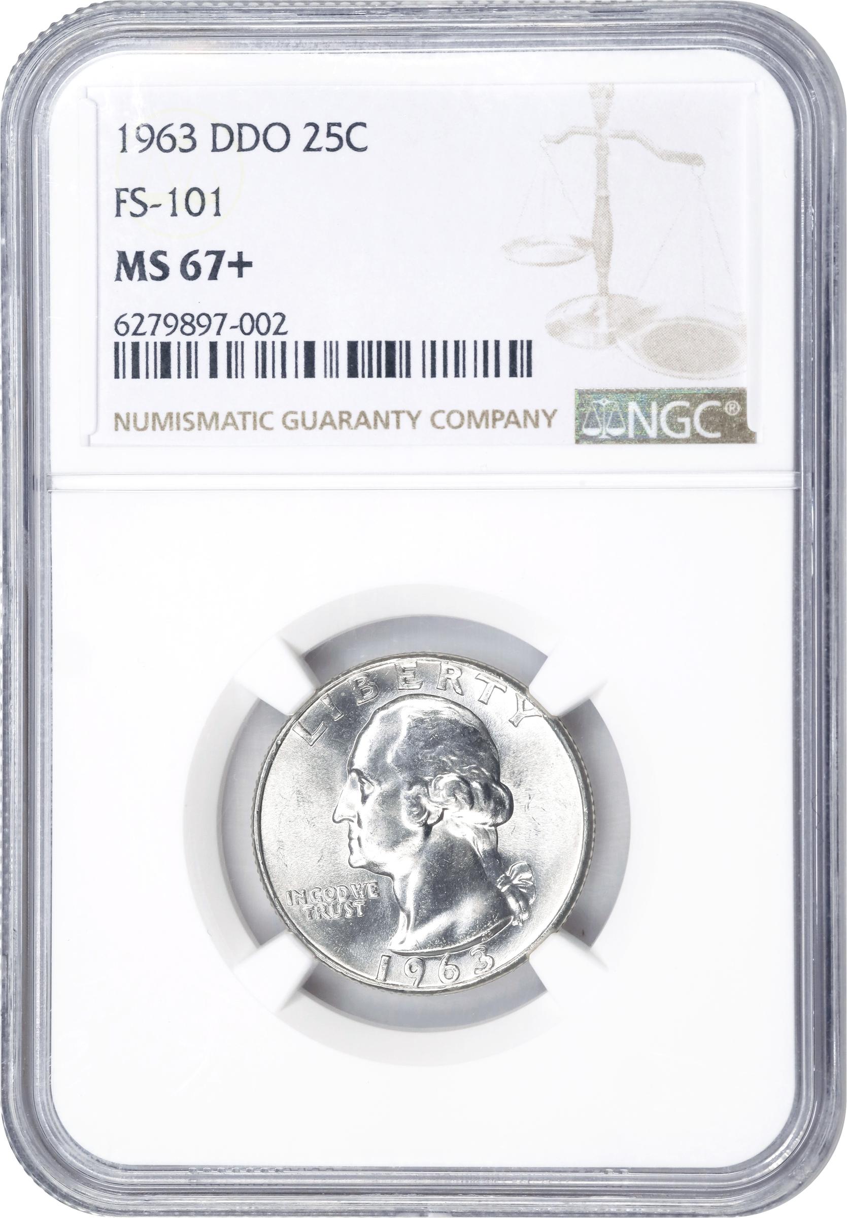 image for: 1963 Washington Quarter. FS-101. Doubled Die Obverse. MS-67+ (NGC).