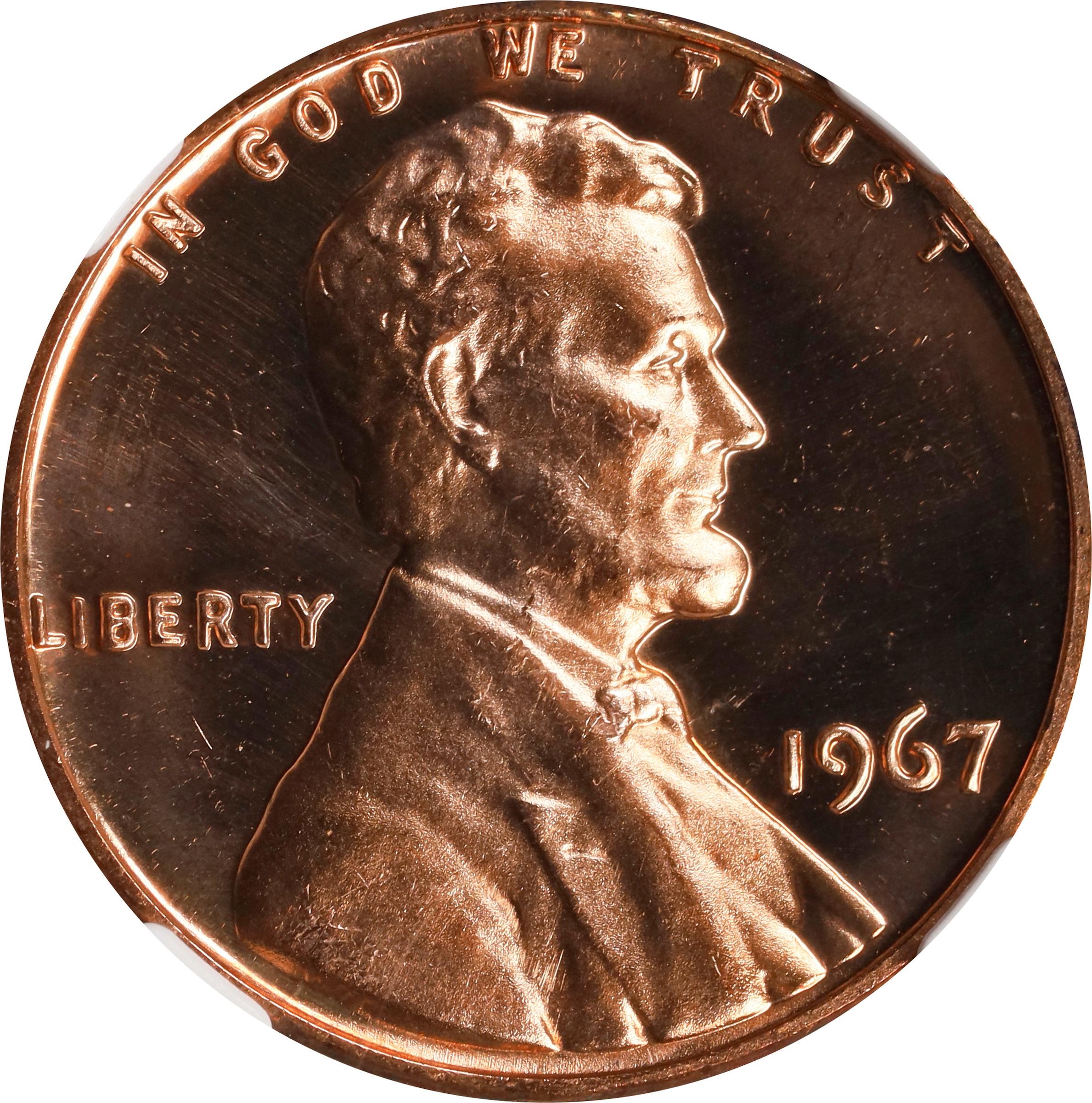 image for: 1967 Lincoln Cent. SMS. MS-66 RD Ultra Cameo (NGC).