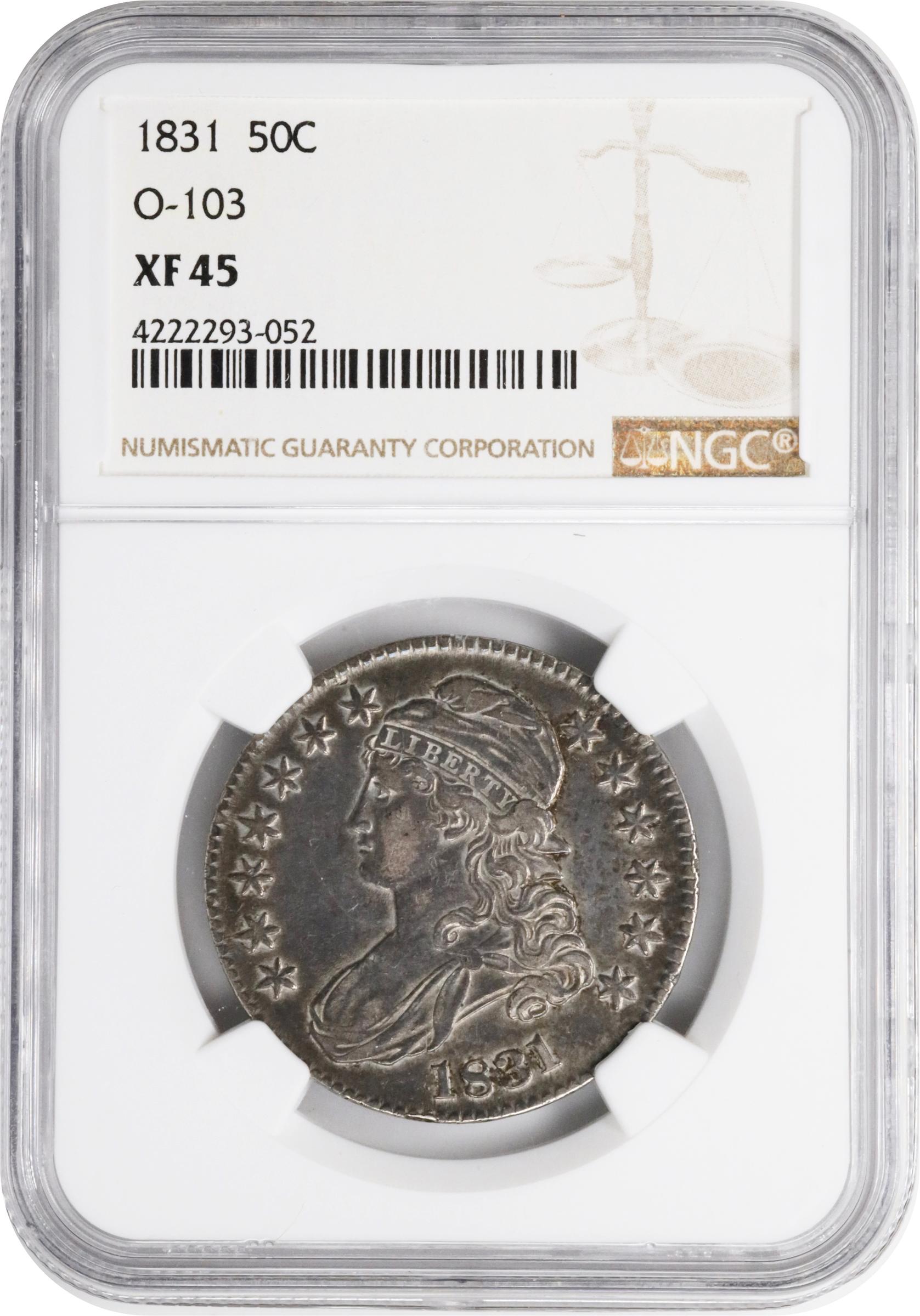image for: 1831 Capped Bust Half Dollar. O-103. Rarity-1. EF-45 (NGC).