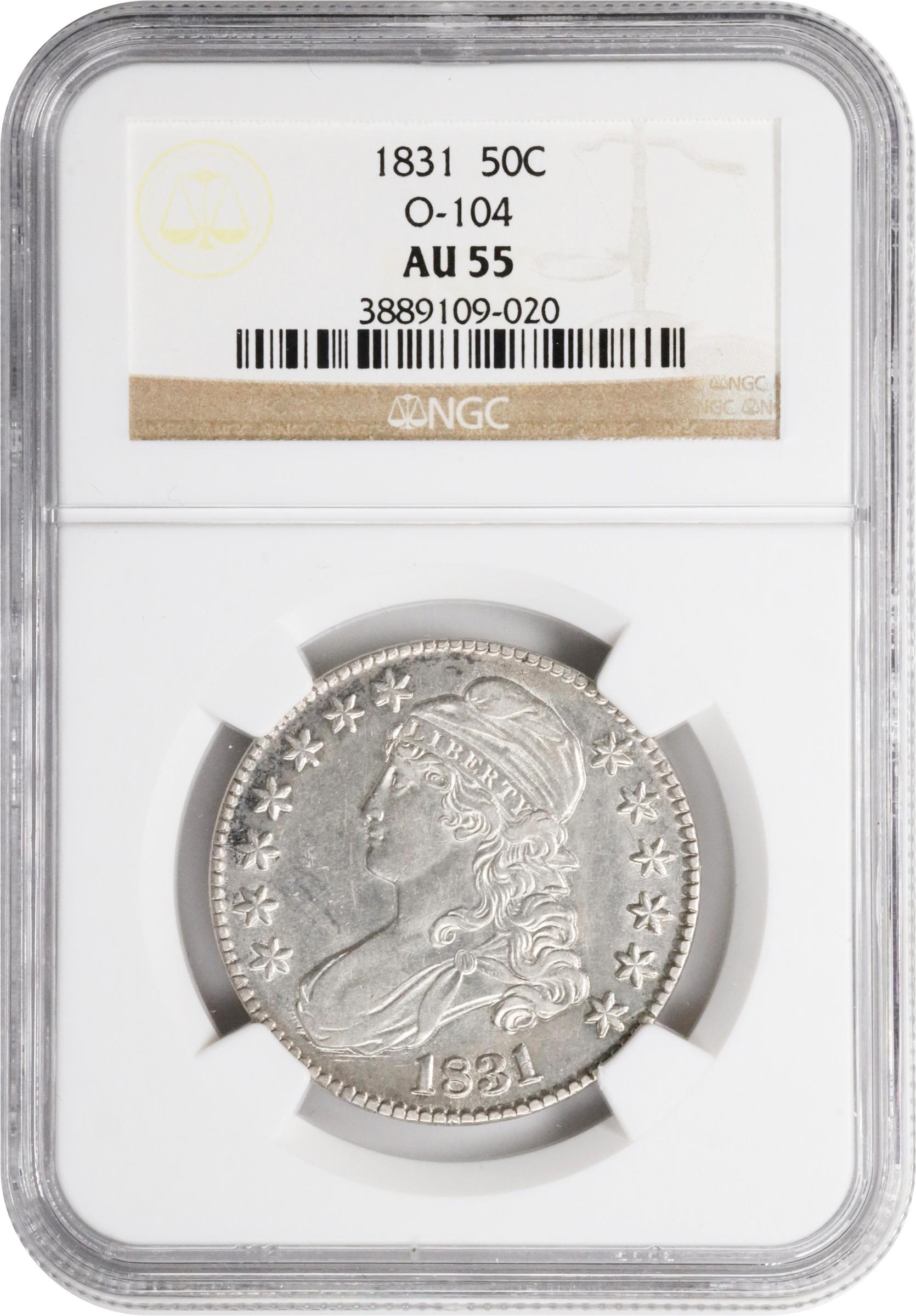 image for: 1831 Capped Bust Half Dollar. O-104. Rarity-1. AU-55 (NGC).
