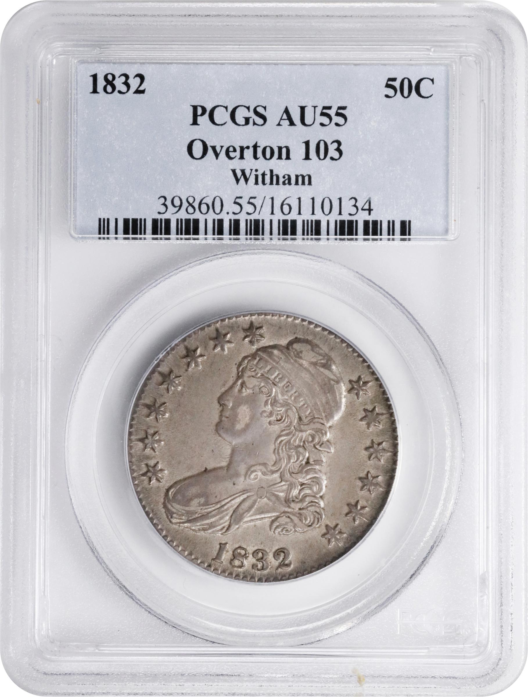 image for: 1832 Capped Bust Half Dollar. O-103. Rarity-1. Small Letters. AU-55 (PCGS).
