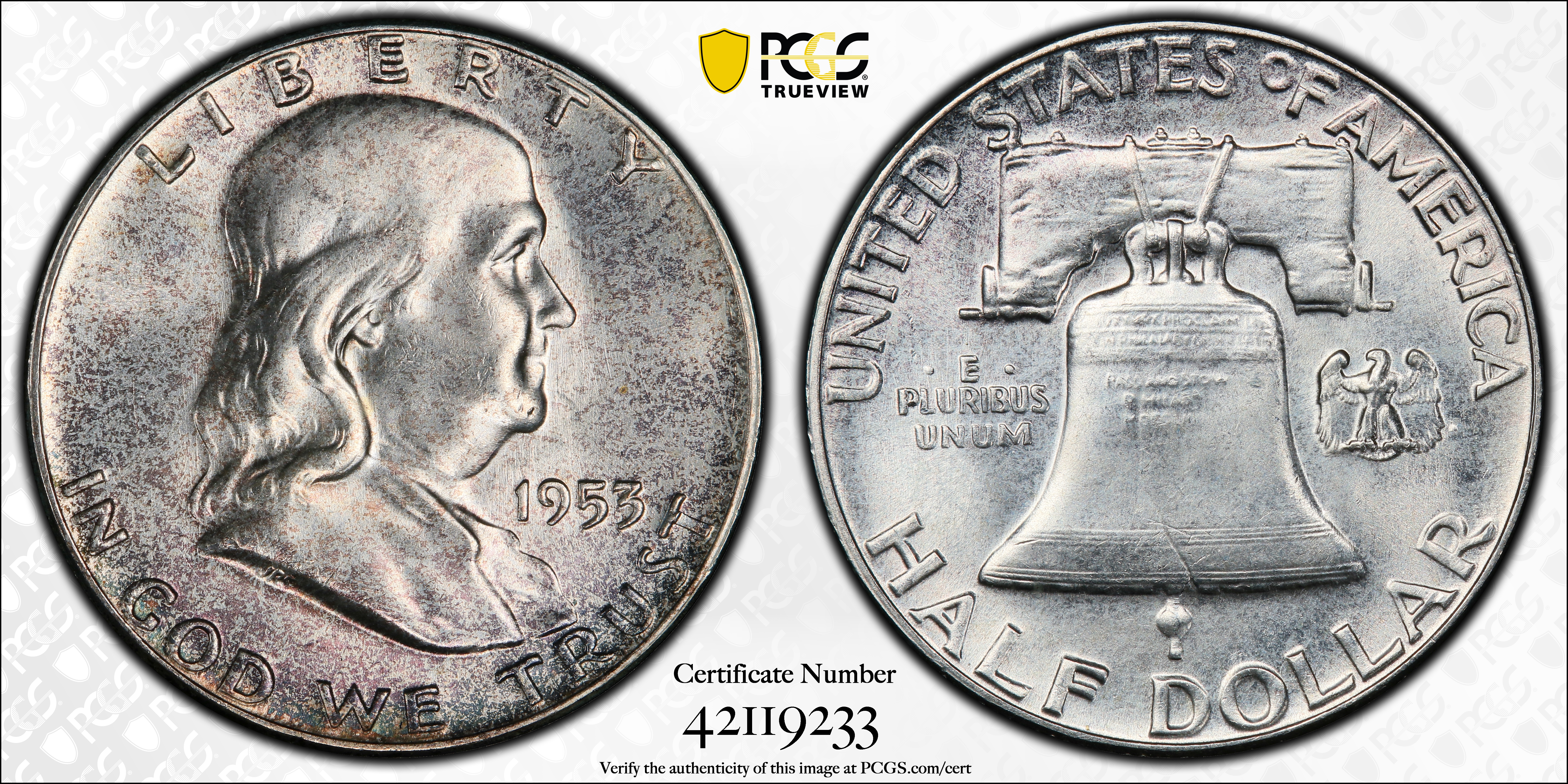 image for: 1953 Franklin Half Dollar. FS-401. Bugs Bunny. MS-65 FBL (PCGS).