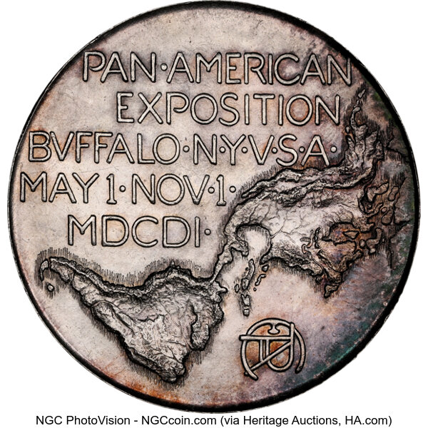 image for: 1901 Pan-American Exposition, Official Medal, Silver, HK-287, SH 11-1 S, R.6, MS63 NGC. NGC Census: (4/13)....