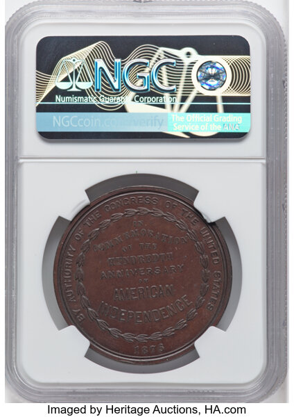 image for: 1876 U.S. Centennial Exposition, Official Medal, Bronze, HK-21, Julian-CM-10, Abler-40, SH 2-1 BZ, R.3, MS63 Brown NGC. NGC ...