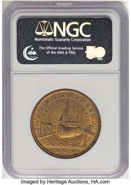 image for: 1916 Panama-California Exposition, Official Medal, Gilt Bronze, HK-431, SH 19-2 GP, R.6, MS64 NGC. NGC Census: (9/4)....
