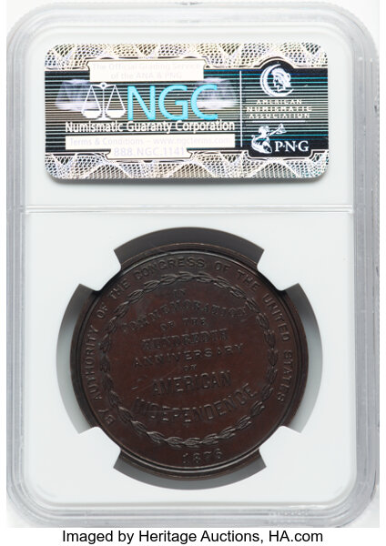 image for: 1876 U.S. Centennial Exposition, Official Medal, Bronze, MS62 Brown NGC. HK-21, Julian CM-10b, Abler-40, SH 2-1 BZ, R.3. Ex:...