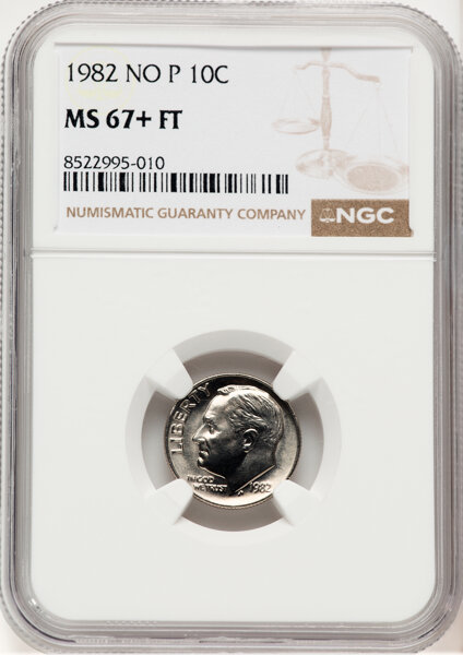 image for: 1982 10C No P, FS-501, MS67+ Full Torch NGC. NGC Census: (19/0 and 3/0+)....