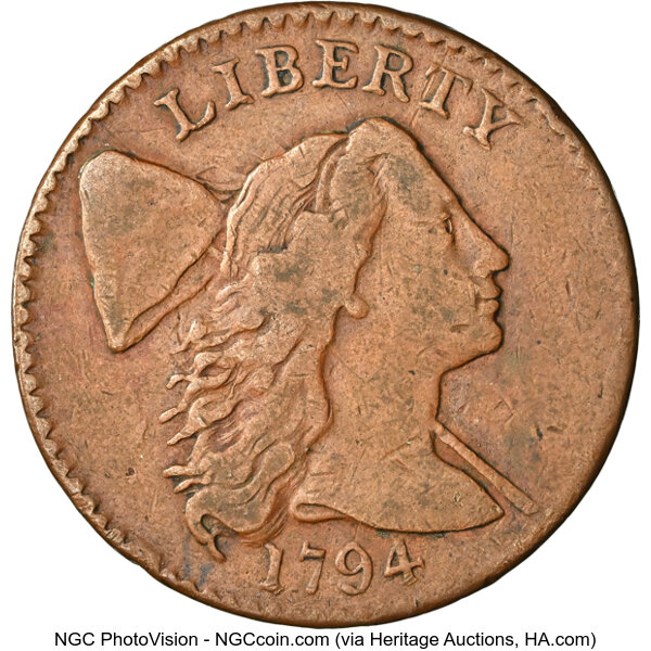 image for: 1794 1C Head of 1794, S-30, B-12, R.1, VF30 NGC.  Mintage 918,521....