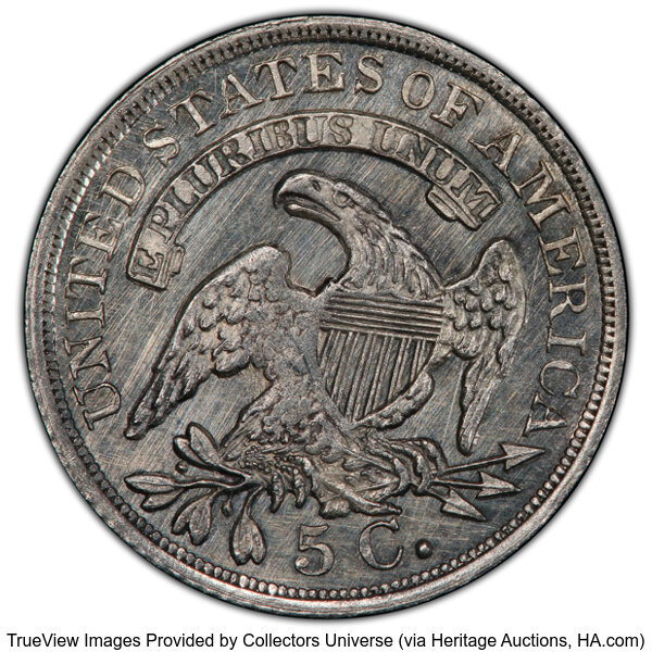 image for: 1837 H10C Large 5C, V-1, LM-5, R.1, MS63 Prooflike PCGS. PCGS Population: (1/0 and 0/0+).Ex: Long Beach Signature (Heri...