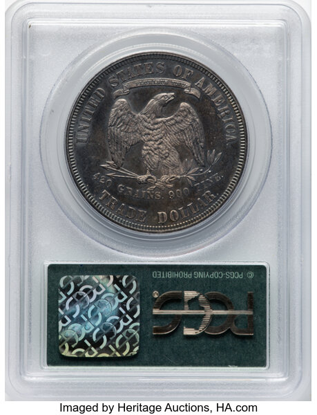 image for: 1876 T$1 Type One Obverse, Type Two Reverse, MS63 PCGS. Housed in a Generation 3.1 green label holder. Mintage 455,000....