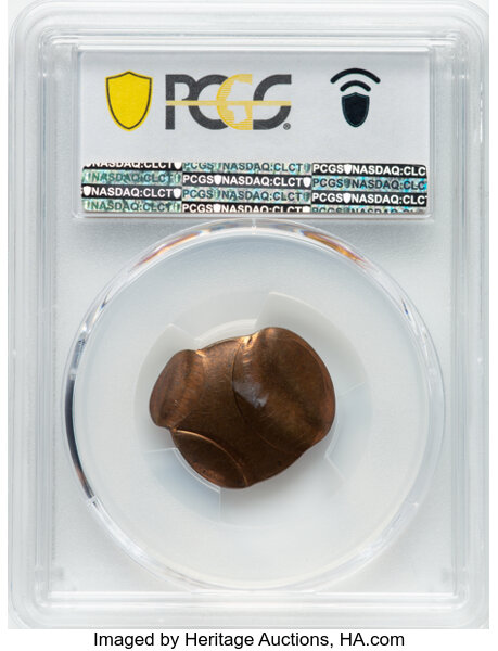 image for: 1960 1C Small Date Lincoln Cent -- Triple Struck, All Off Center -- MS63 Red and Brown PCGS.  Mintage 588,096,602....