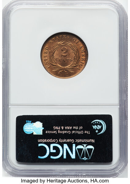 image for: 1870 2C MS65 Red NGC. NGC Census: (40/13).  Mintage 861,250. ...