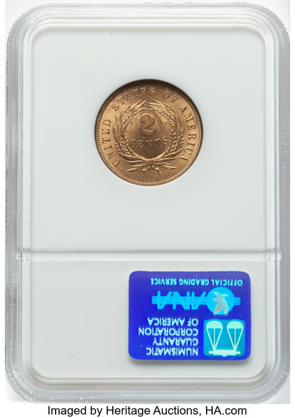 image for: 1865 2C Fancy 5 MS66 Red NGC. Mintage 13,640,000....