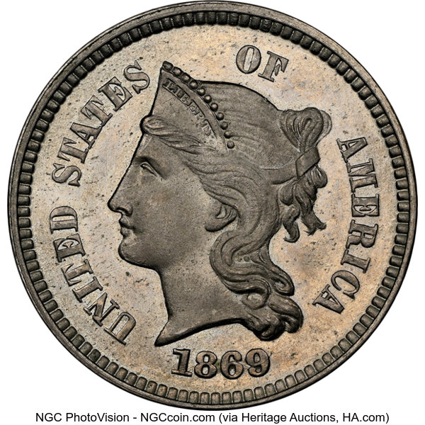 image for: 1869 1C One Cent, Judd-666, Pollock-741, R.5, PR64 Cameo NGC. NGC Census: (3/11).  ...