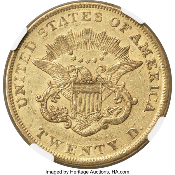 image for: 1853/'2' $20 FS-301 AU55 NGC....