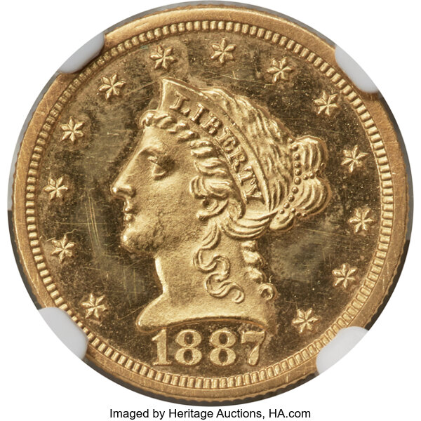 image for: 1887 $2 1/2 JD-1, R.5, PR64 Cameo NGC....