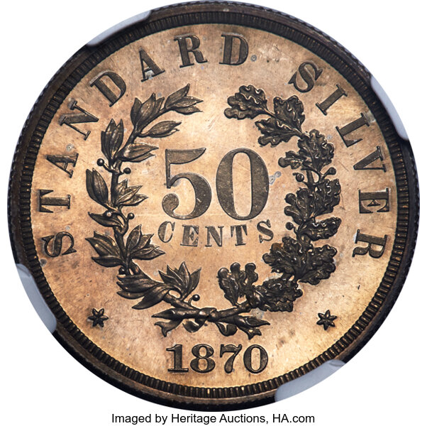 image for: 1870 50C Standard Silver Half Dollar, Judd-981, Pollock-1101, Low R.7, PR66 NGC....