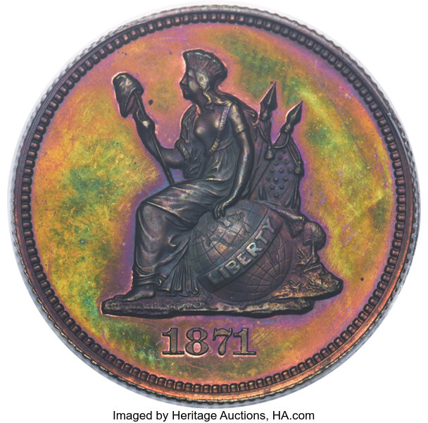 image for: 1871 25C Standard Silver Quarter Dollar, Judd-1091, Pollock-1227, R.7, PR65 Red and Brown PCGS. CAC....