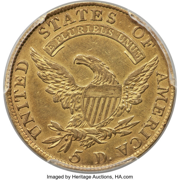 image for: 1810 $5 Large Date, Large 5, BD-4, R.2, AU53 PCGS....