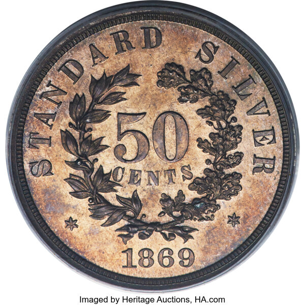 image for: 1869 50C Standard Silver Half Dollar, Judd-749, Pollock-832, High R.6, PR64 PCGS....