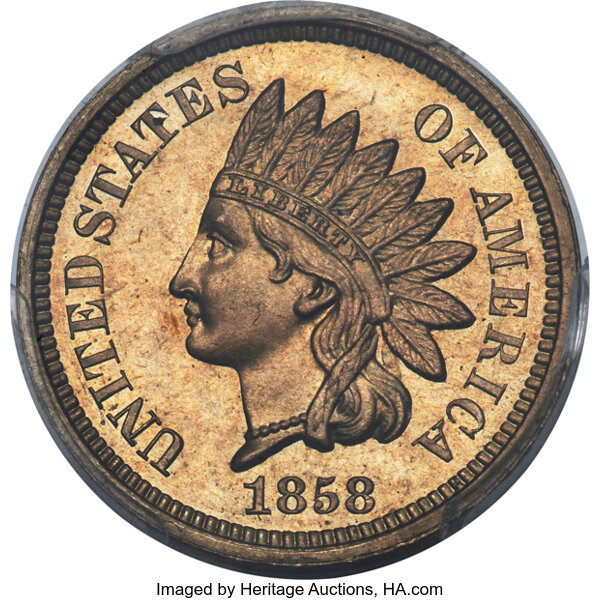 image for: 1858 P1C Indian Cent, Judd-208, Pollock-259, R.3, PR65 PCGS....