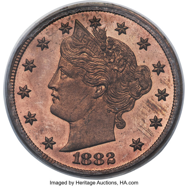 image for: 1882 5C Liberty Nickel, Judd-1691, Pollock-1893, High R.6, PR64 Red PCGS....