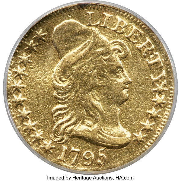 image for: 1795 $5 Small Eagle, BD-3, High R.3 -- Mount Removed, Damaged, Bent, Polished -- ANACS Details. VF20....