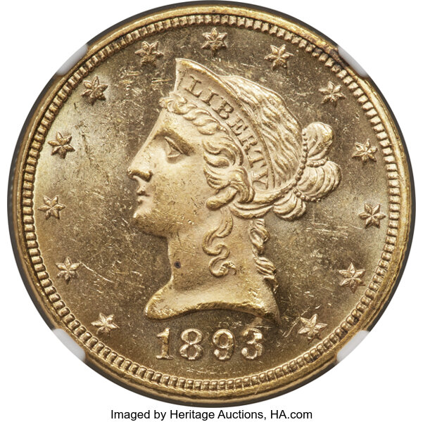 image for: 1893 $10 MS63 Prooflike NGC. CAC....