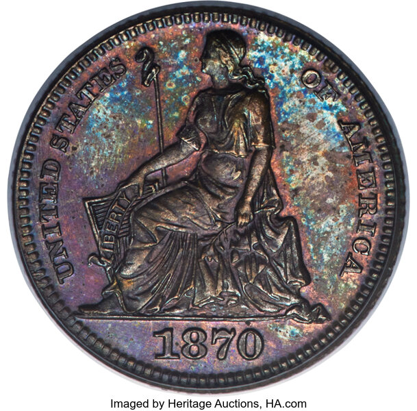 image for: 1870 H10C Half Dime, Judd-817, Pollock-906, High R.6, PR64 Brown PCGS. CAC....